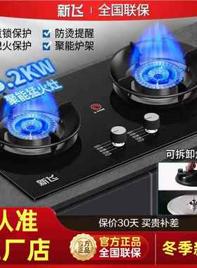 正品新飞天然气灶煤气灶双灶头家用猛火一级节能台嵌两用智能定时