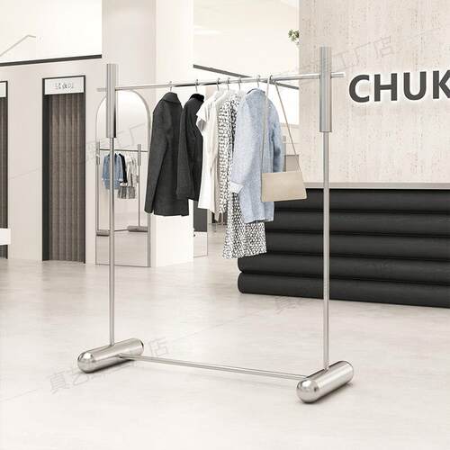 服装店展示架加粗不锈钢落地式挂衣架男女装店中岛陈列道具货架