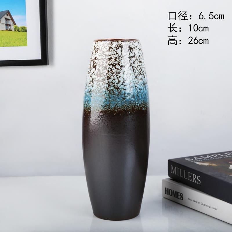 高档粗陶窑变花瓶陶瓷鲜水培花陶器干花花插艺软装摆件家居饰装花