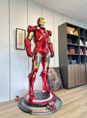 漫威钢铁侠1比1全身手办MK7模型发光雕塑大型摆件客厅落地装饰品