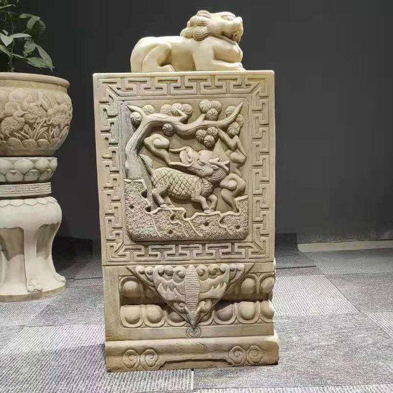 石雕门墩抱鼓石汉白玉仿古方形青石石鼓家用户对别墅门口装饰直销