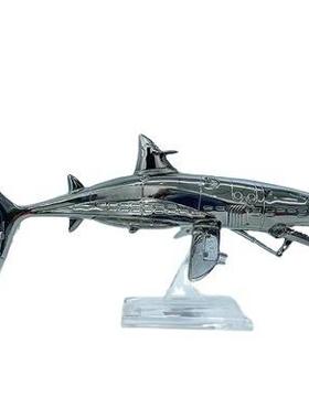 电镀机械创意动物摆件简约现代抽象鲨鱼雕塑客厅软装饰品