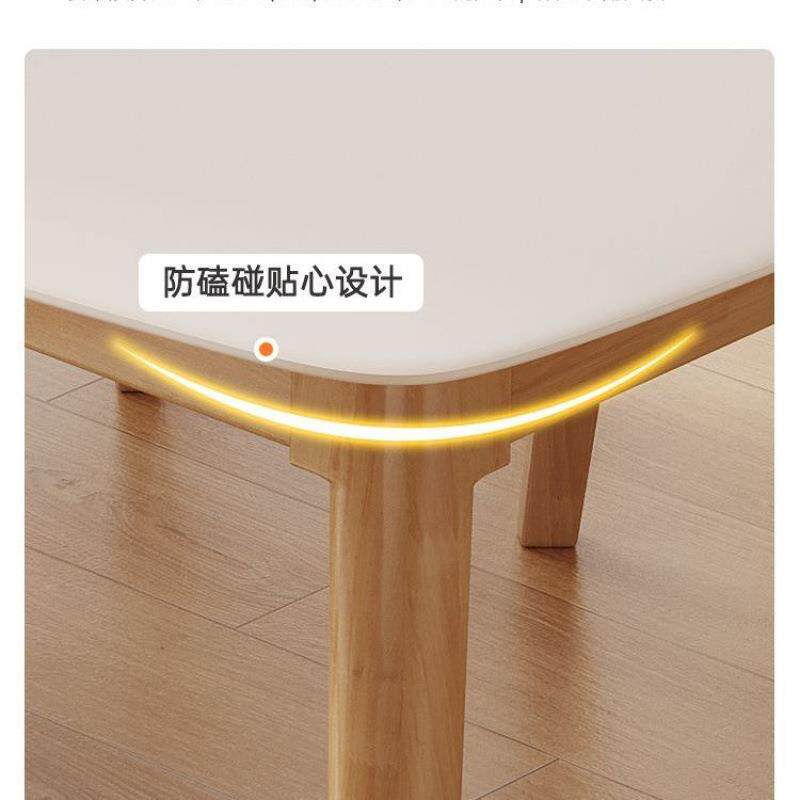现原木色岩板餐ETH桌桌代简约家用小户型吃饭子油风奶长方形餐桌
