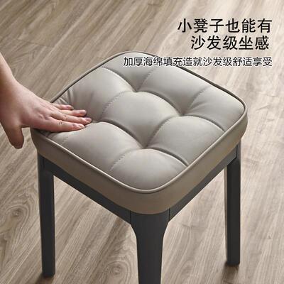 北欧实木软包餐椅现代简约胡桃色方凳家用饭厅餐桌凳子可叠放凳子