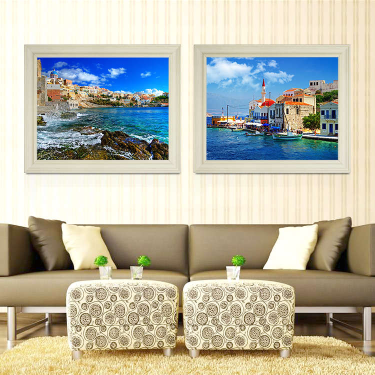 美欧式客厅风景装饰画现代简约沙发背景挂画酒店卧室书房横版壁画图片