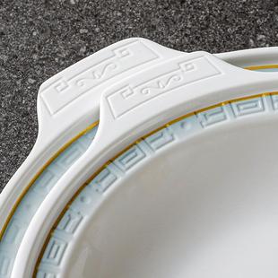 密胺餐GUT具双耳盘子商用饭店汤盘餐菜汤盘盆盘圆凉盘酒店菜摆盘