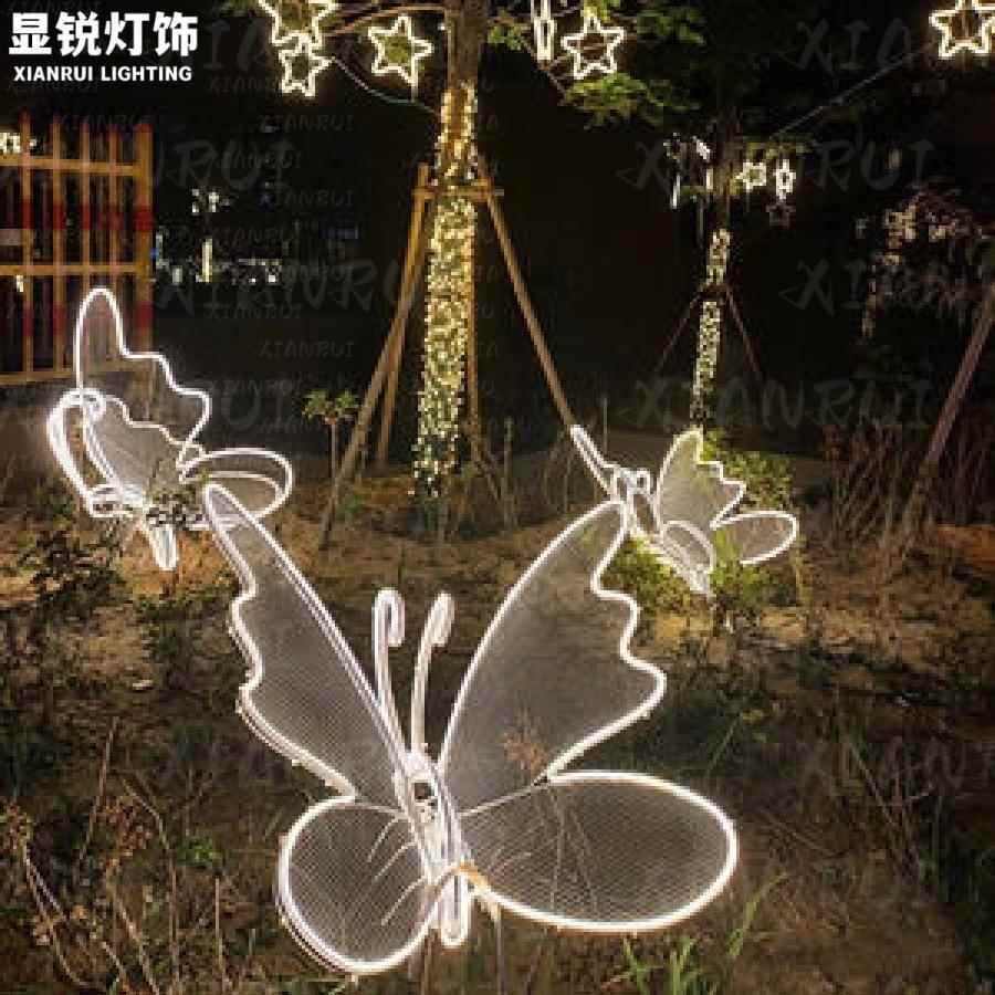 蝶LED动态蝴灯草XR-HD-DG发光花户外坪园造型灯地插景观灯带支架