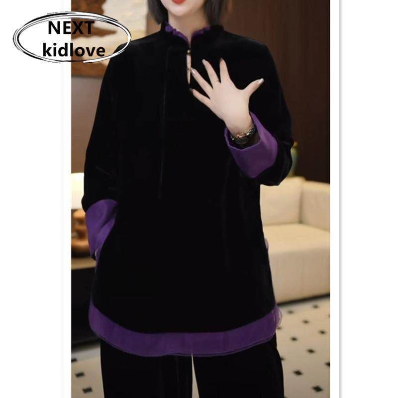 香港秋冬流行款大码新中式假两件拼接衬衫女覆古气质显瘦打底上衣