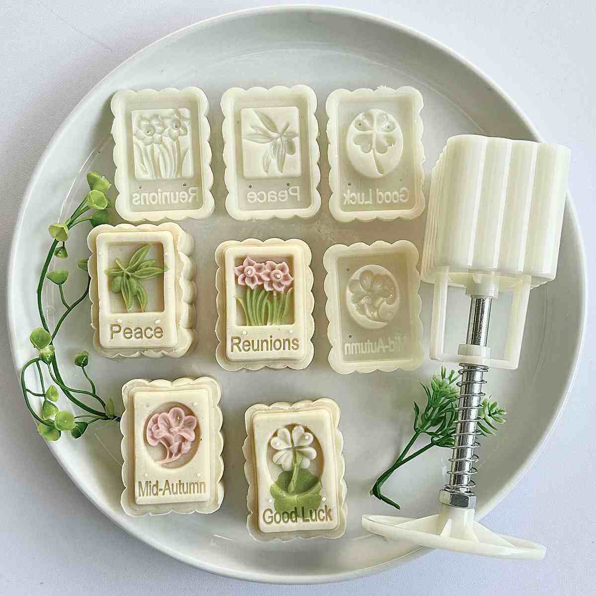 20-40克方边长方形桃山冰皮广式手压绿豆糕月饼模具套装