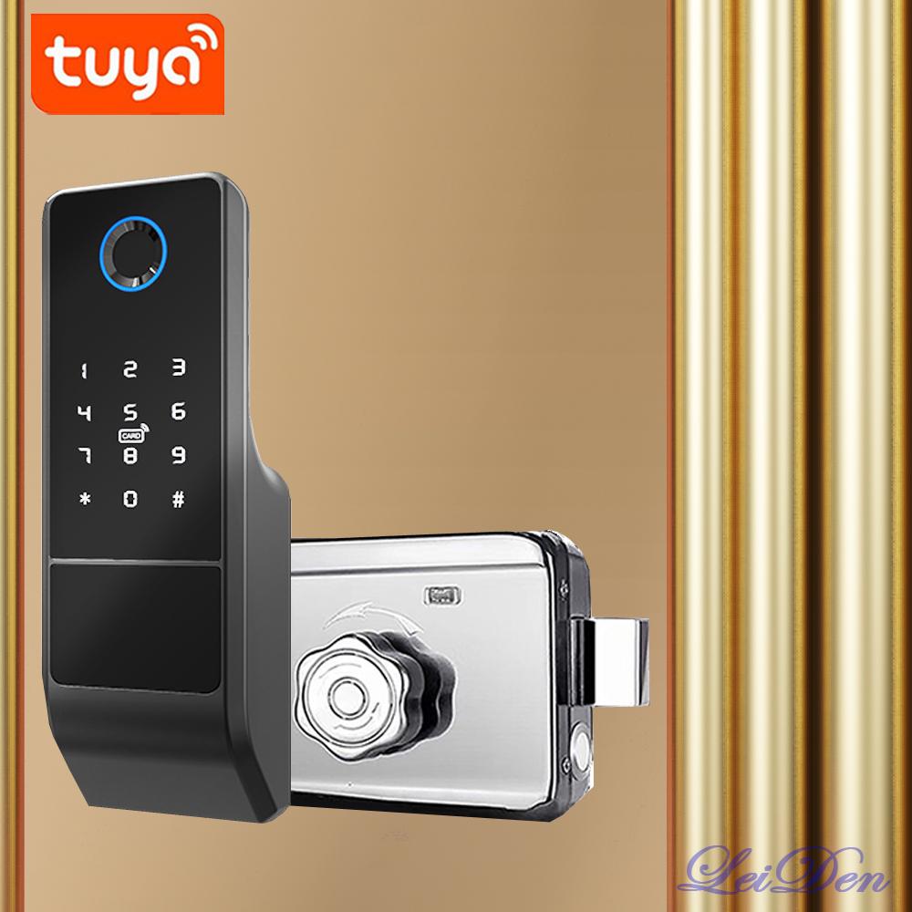 Tuya涂鸦wifi智能门锁不锈钢铁门老式木门双面指纹防水密码牛头锁