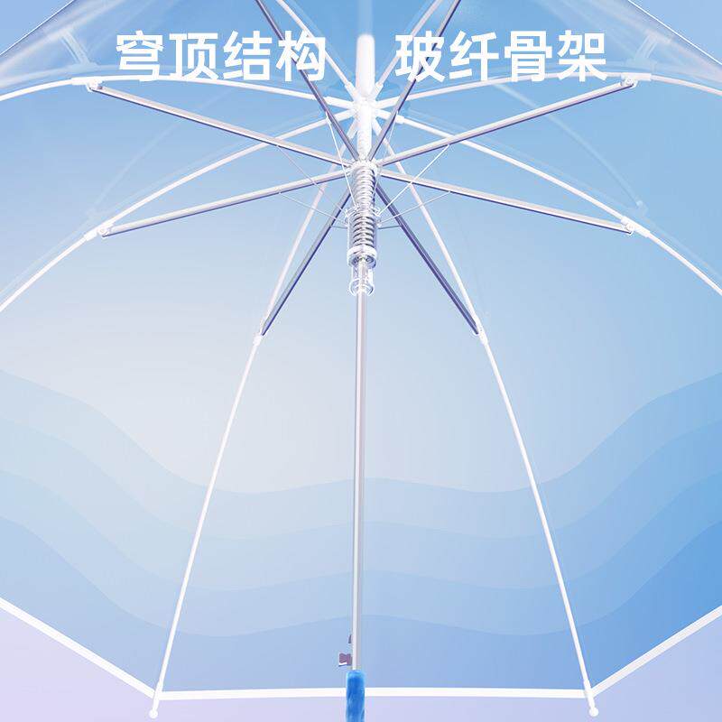 ZUODU左都女士透明弯钩ZD197雨伞水母透明长柄雨伞拒水伞布双人伞