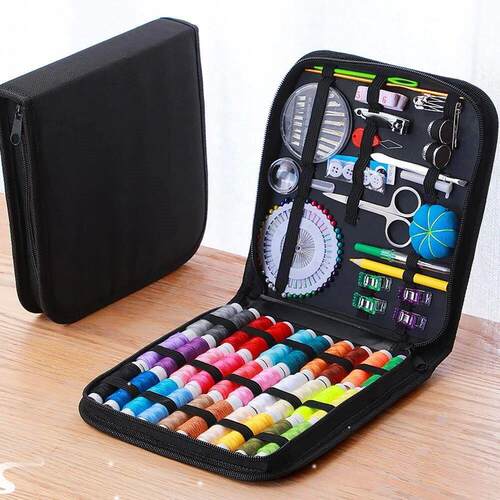 Sewing Kit Complete Set with Threads Needles Scissors Tape M