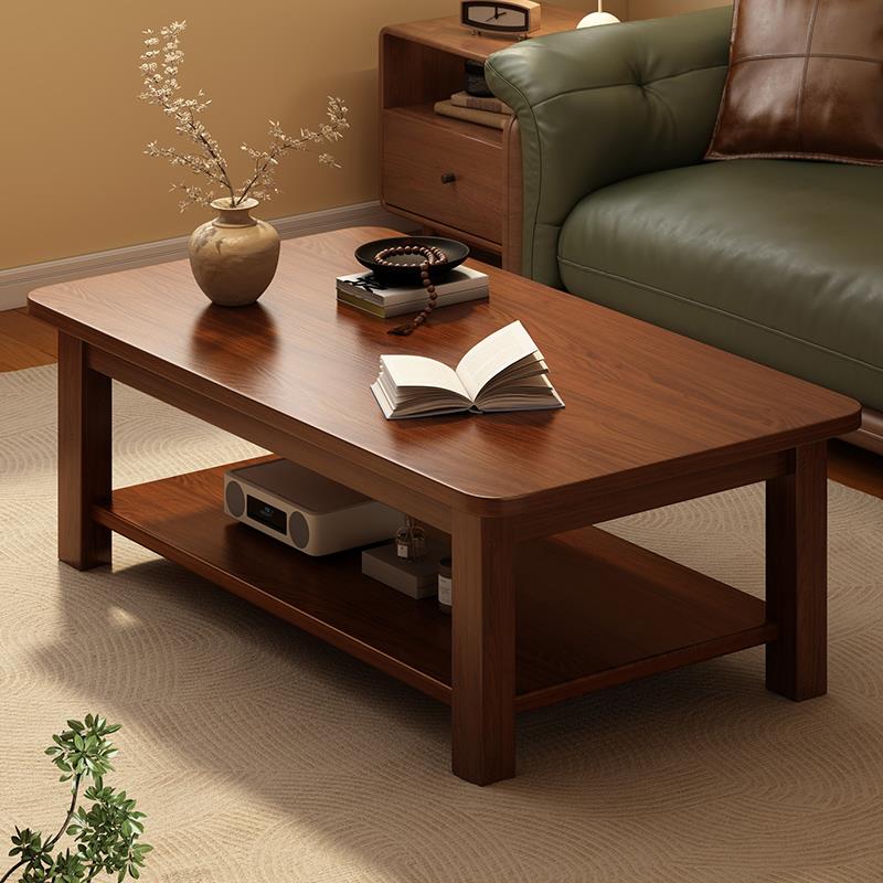 客厅茶几家用实木小户型方形双层茶桌简约桌子长方形中式泡茶桌子