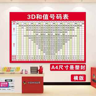福彩3D和值表福利彩票店投注站用品福彩宣传资料贴图