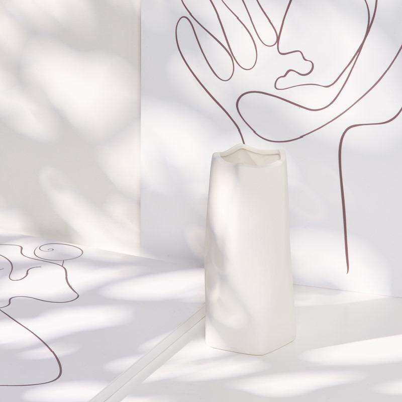 白色渐变粉色陶瓷干花花瓶水养家居装饰北欧现代简约客厅插花驰兆,家居饰品,花瓶,淘宝优惠券,粉丝福利购,淘宝优惠卷