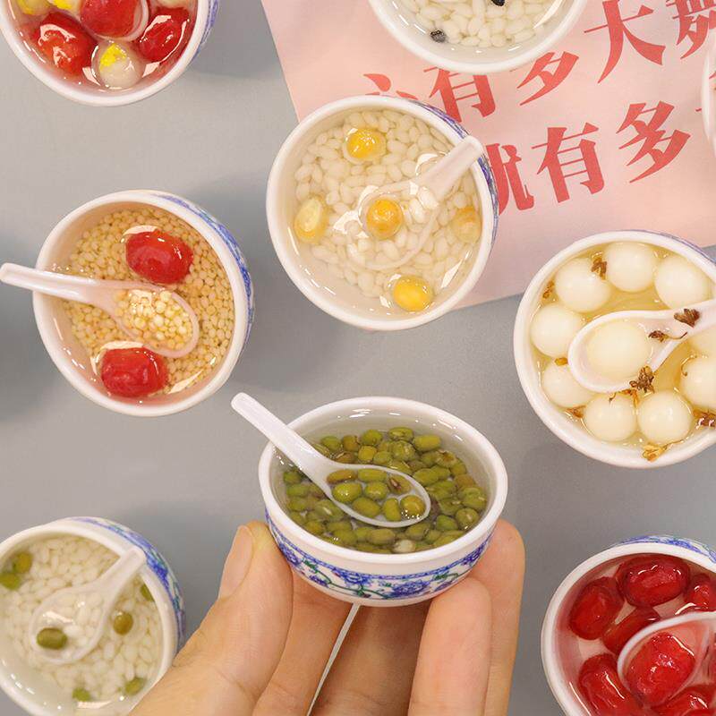 冰箱贴创意仿真糖水diy迷你小碗甜品磁铁个性食玩绿豆汤圆磁力贴