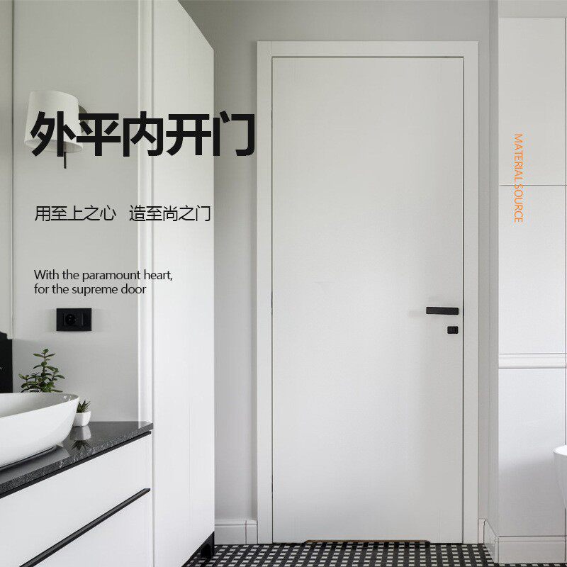 木檀家具卧室门轻奢款实木卧室烤漆门头板木门套装欧美式风酒店门