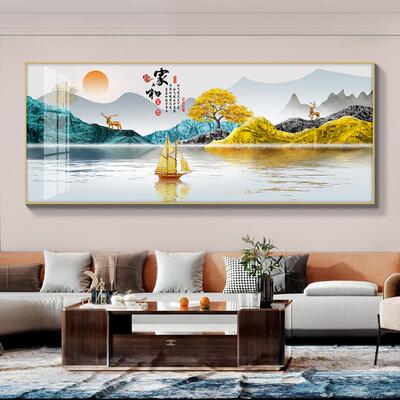 网红大尺景寸横客版单幅厅家挂大轻奢现代背沙发墙装气饰画画和山