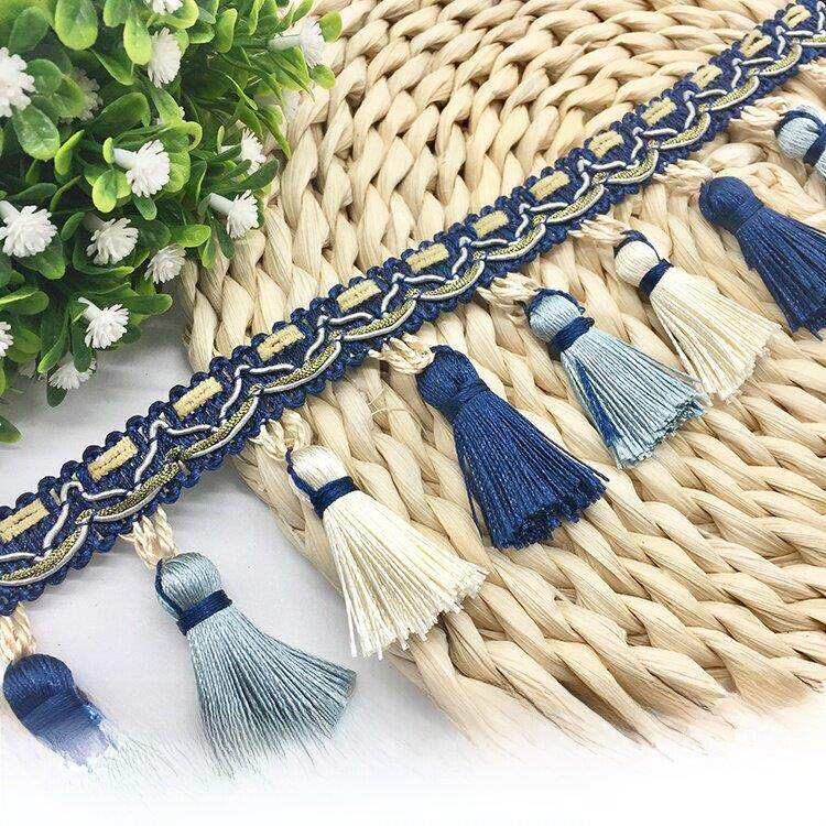 高档窗帘花边流苏挂窗帘头沙发服装装饰花边面料配件三色挂球