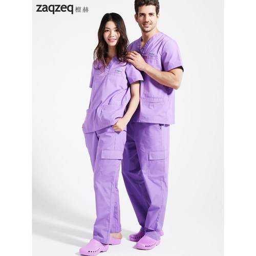 高档Za短qZeq/赫袖手术服医生服护士服女男洗手服刷手檀衣口腔工