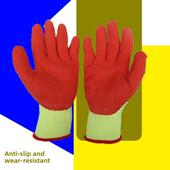牛郎之星劳保手套织造女之星耐磨防滑膜皮革棉线作业现场作业浸玻