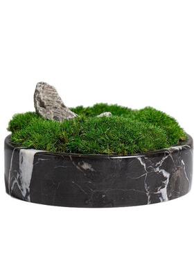 高档大理石盆景绿植新中式仿真花艺永生干花会议桌装饰品