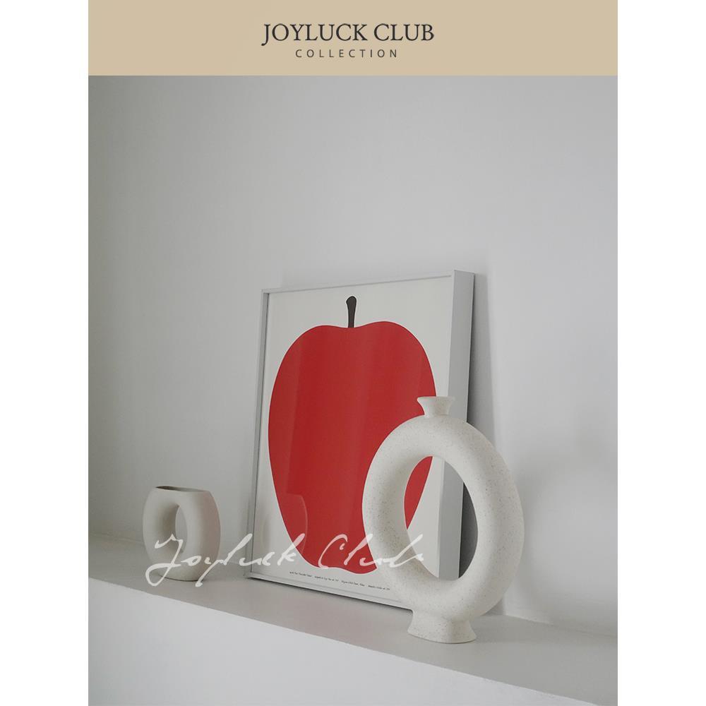 Enzo Mari 红色苹果绿色梨子北欧极简约卡通艺术儿童房小众装饰画