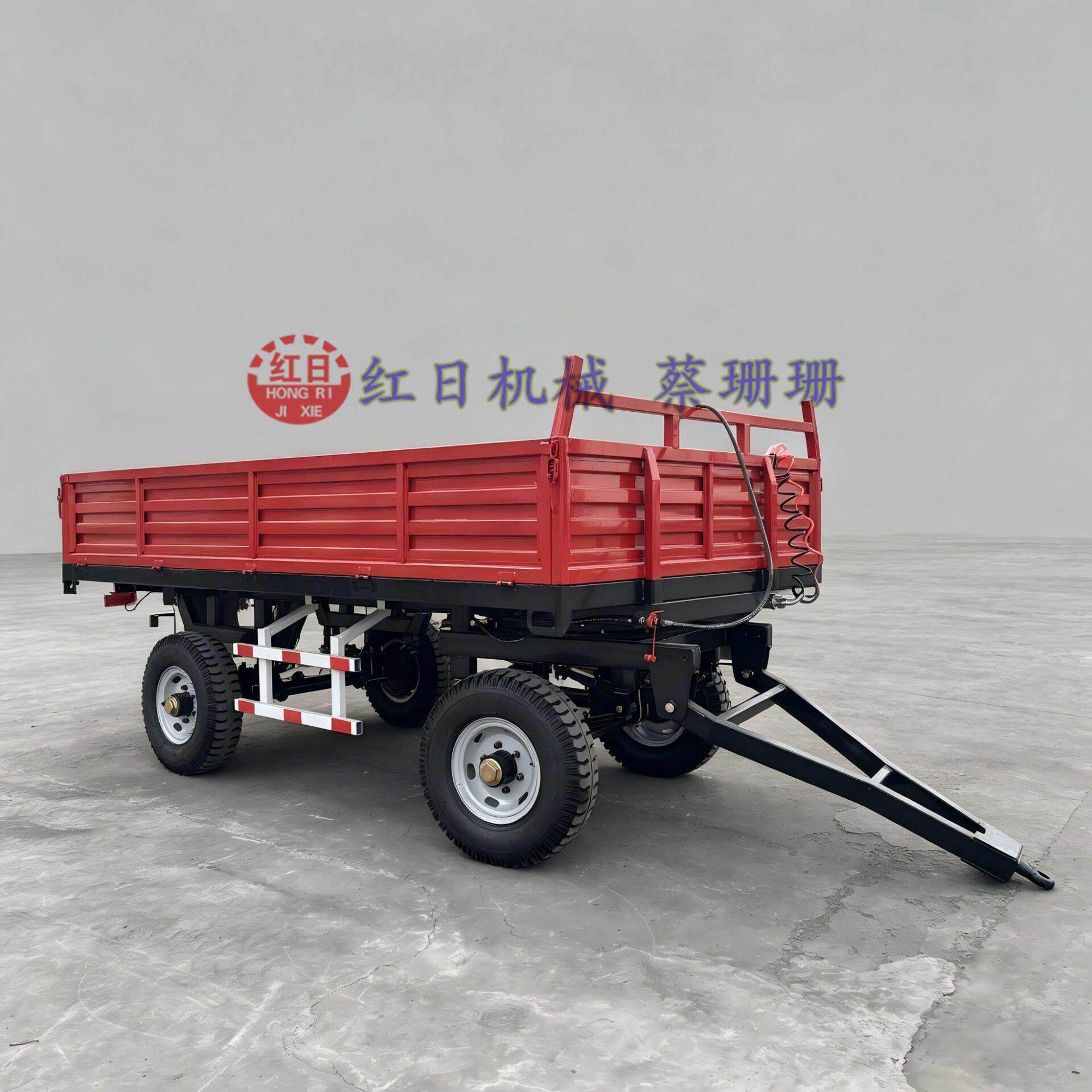 拖车厂家供应农用拖车5吨气刹液压自卸拖车轴双轴农用运输拖车
