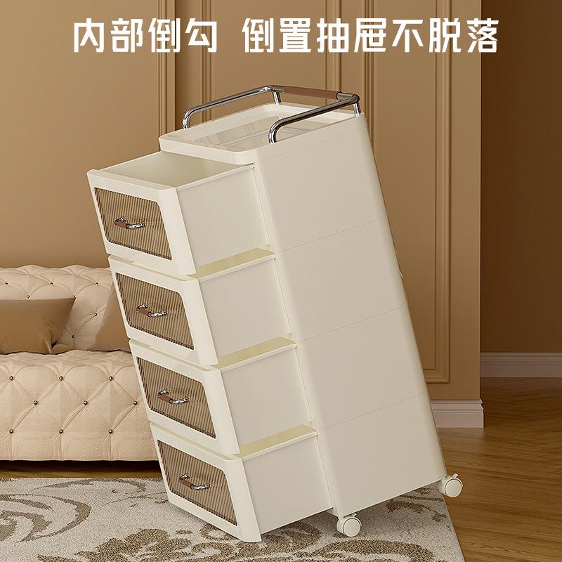 收纳柜抽屉式加厚办公室可移动置物柜奶油风家用多层储物床头柜子