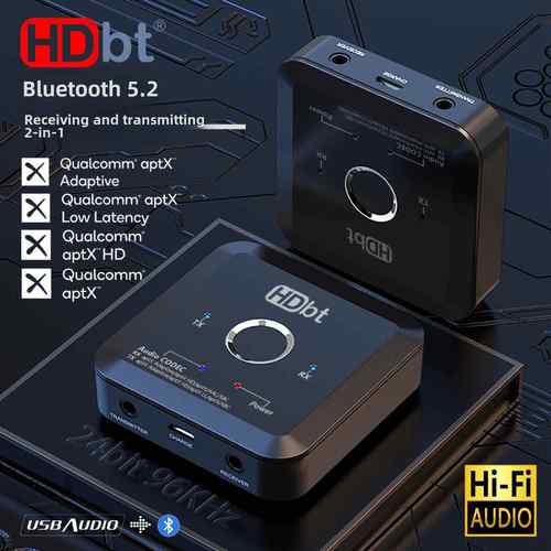 高通QCC芯Adaptive APTXHD LL蓝牙5.2发烧音频适配器发射接收两用