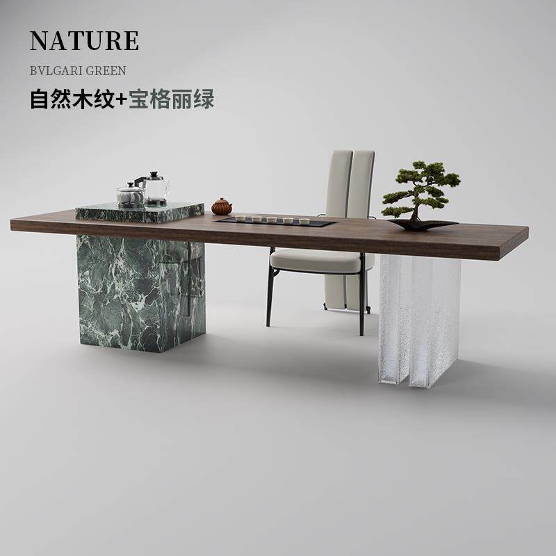 轻奢意式极简茶台岩板茶桌椅组合现代简约客厅阳台2025新款办公室
