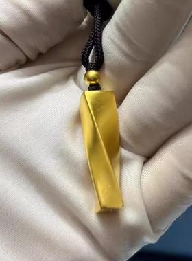 古法黄金色扭转乾坤柱子斯莫比乌男女情侣坠项链女轻奢百搭饰吊品