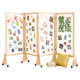 包邮 幼儿园美术作品展示屏风折叠网格架 落地式 实木网格展示架立式