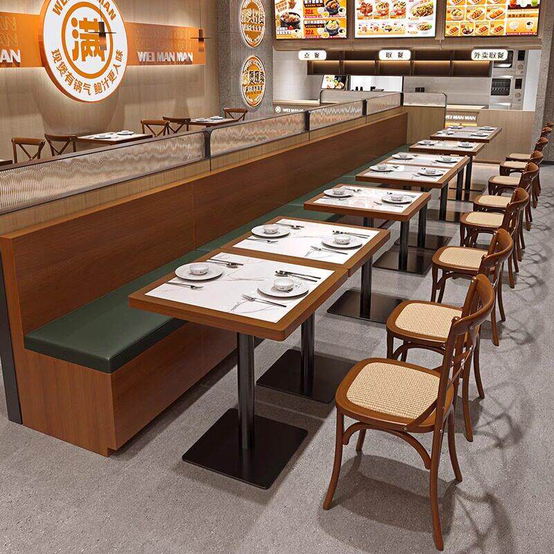 东南亚风卡座沙发餐饮饭店西餐厅咖啡厅桌椅实木编藤椅奶茶店组合