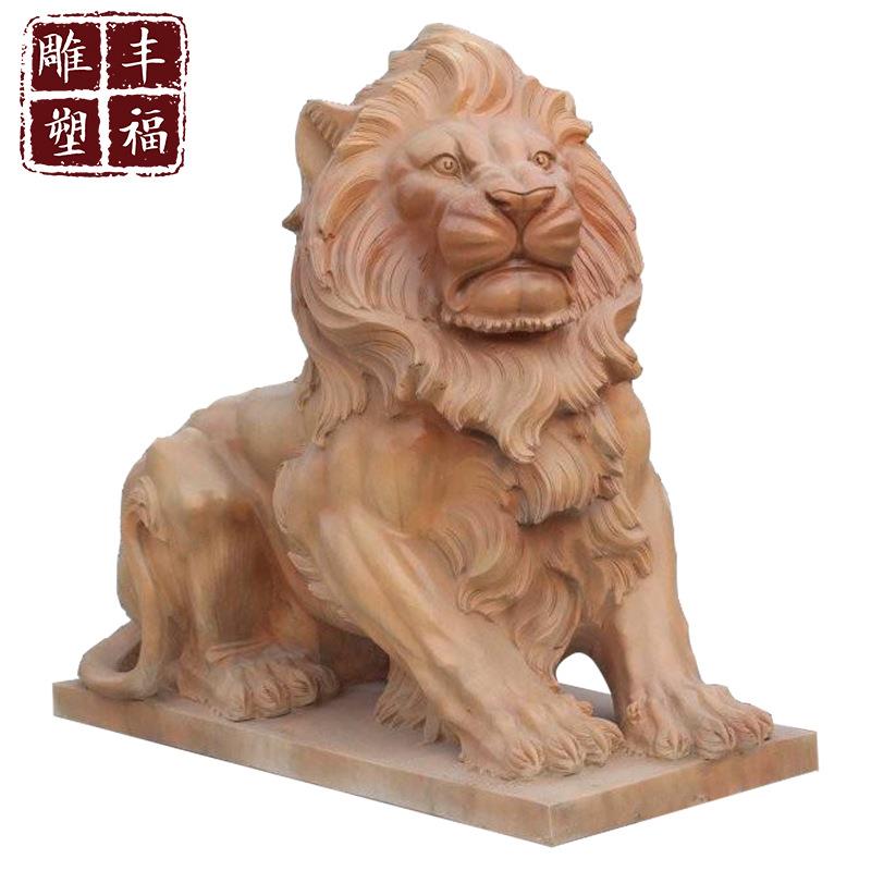 欧式大理石石狮子现货厂家园林石材酒店别墅西方石雕门口摆件