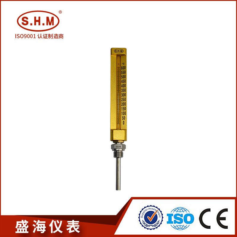 温型V型工业用温度计船用温度计玻璃温度计不锈钢护套