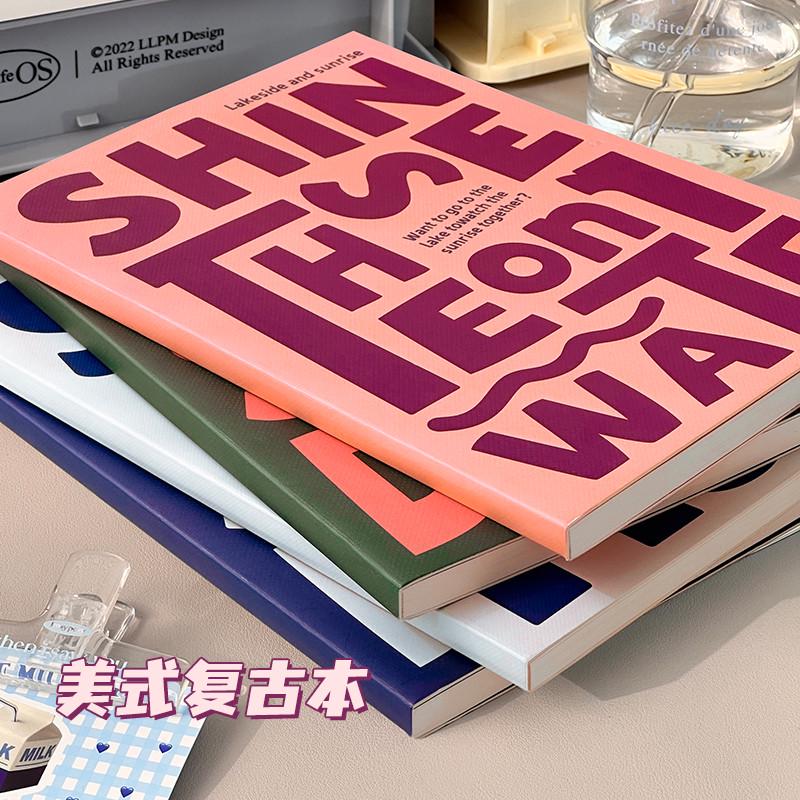 美式复古b5笔记本本子a5高颜值记事活页英语学习用日记本文具K