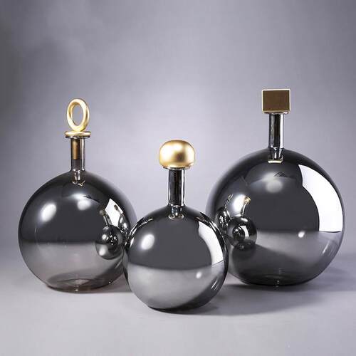 玻璃花瓶简约现代细口电镀花器家居软装饰品客厅样板房办公室摆件