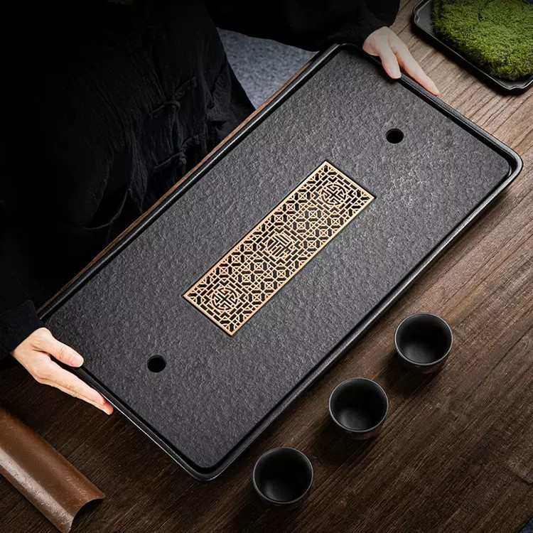 圆形茶盘陶瓷乌金石茶台现代简约家用小型储水干泡台排水石头托盘,餐饮具,茶盘,淘宝优惠券,粉丝福利购,淘宝优惠卷