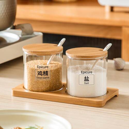 日式玻璃调味瓶罐套装厨房调料瓶调味罐整套家用放味精盐罐辣椒罐