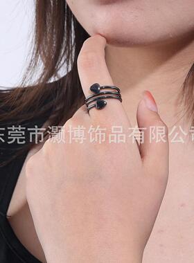 欧美心形红铜戒指磁石戒指磁石能量指环情侣戒指