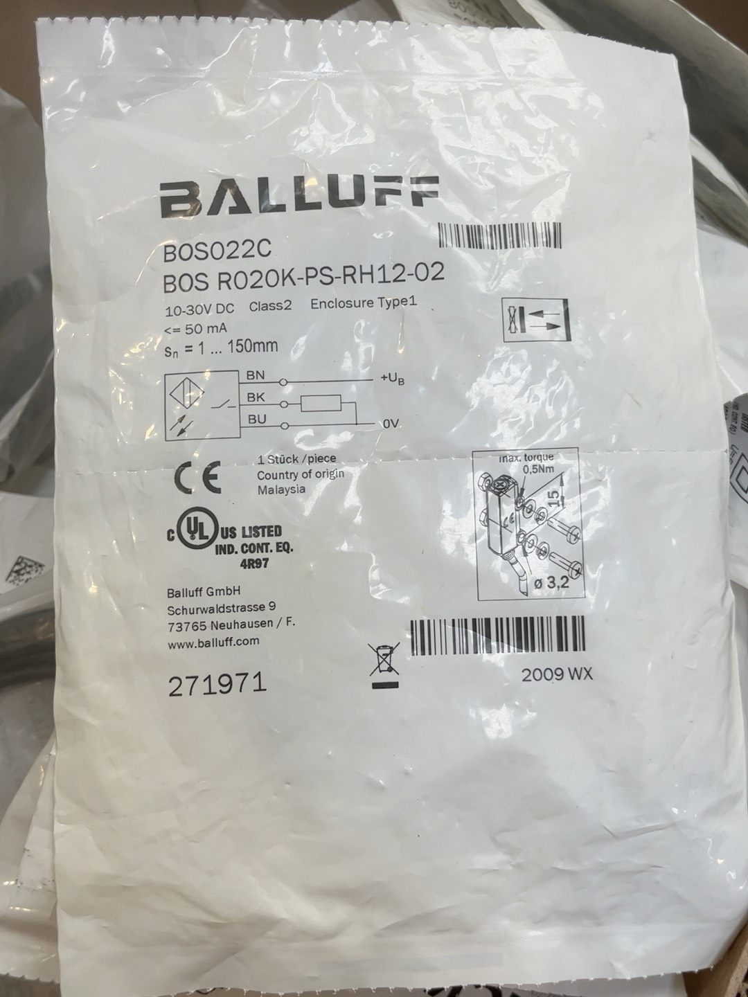 全新原装正品巴鲁夫BOS022C+BOS+R020K-PS-