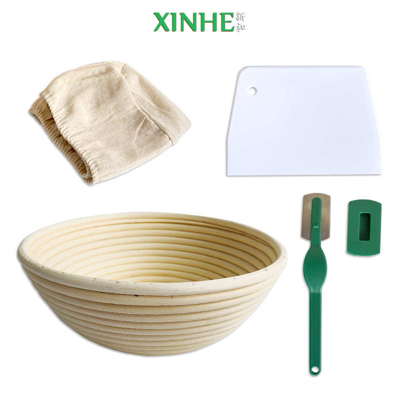 圆形面包篮套装 欧式田园风 搭配布套刮板割刀 乡村面包专用模具图片