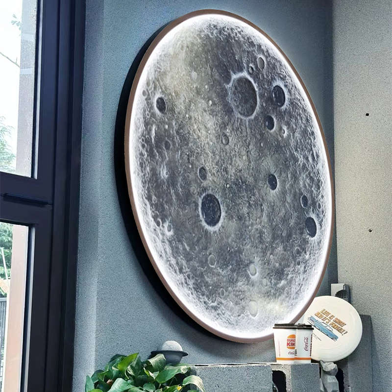 正启实业3D立体浮雕壁灯陨坑月球灯过道壁画灯网红露营背景墙装饰