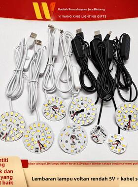 5V低压灯片 单双色七彩光源板diy台灯 USB插口带开关线 led灯芯