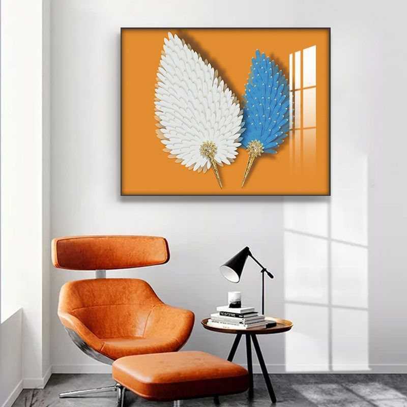 电表箱装饰画现代轻奢羽毛晶瓷网络盒遮挡箱可配电箱挂画横款图片