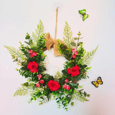 客厅电视背景墙装饰品壁墙挂件花环ZME卧室房面间门中上床头花新