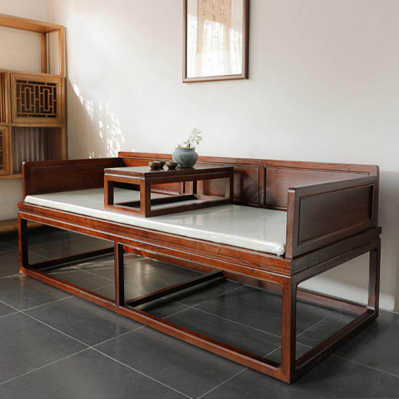 罗汉床实木新中式 老榆木客厅禅意沙 发简约现代懒人推拉贵妃躺椅