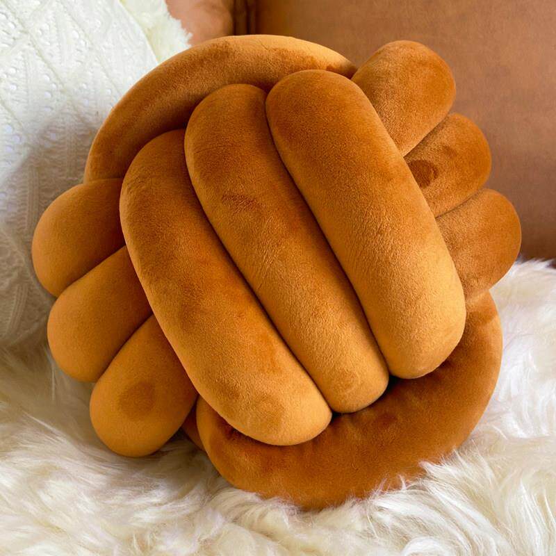 网红ins打结抱枕轻奢客厅沙发靠垫含芯儿童房间装饰品纯色毛绒球