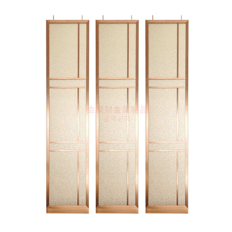 不锈钢屏风隔断别墅售楼处酒店夹丝玻璃屏风卧室简约花格金属隔断